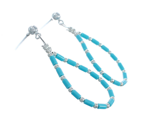 Man Made Turquoise Sterling Silver Post Dangle Earrings X10277